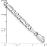 14K White Gold 26 inch 4mm Flat Figaro with Lobster Clasp Chain WFIG100