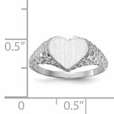 14k White Gold 8.0x9.0mm Open Back Heart Signet Ring RS594