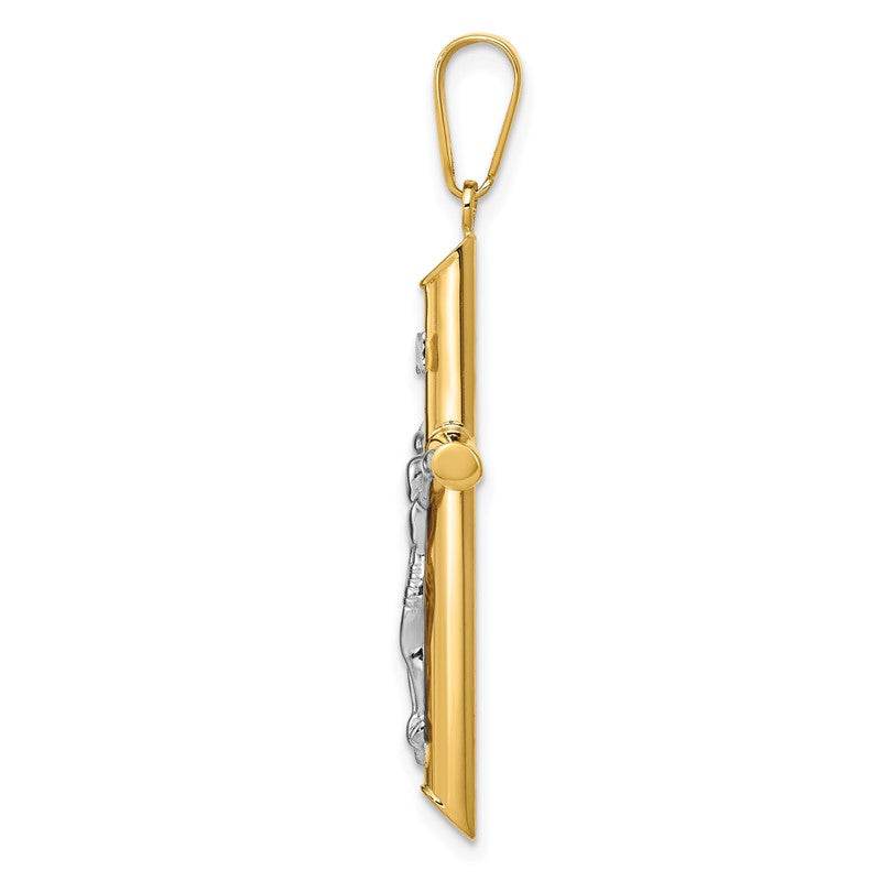 14k Two-tone Hollow Crucifix Pendant K4324