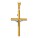 14k Two-tone Hollow Crucifix Pendant K4324