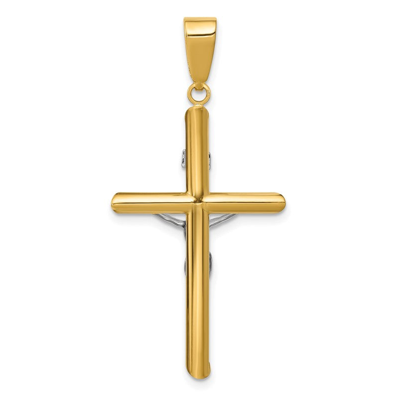 14k Two-tone Hollow Crucifix Pendant K4324