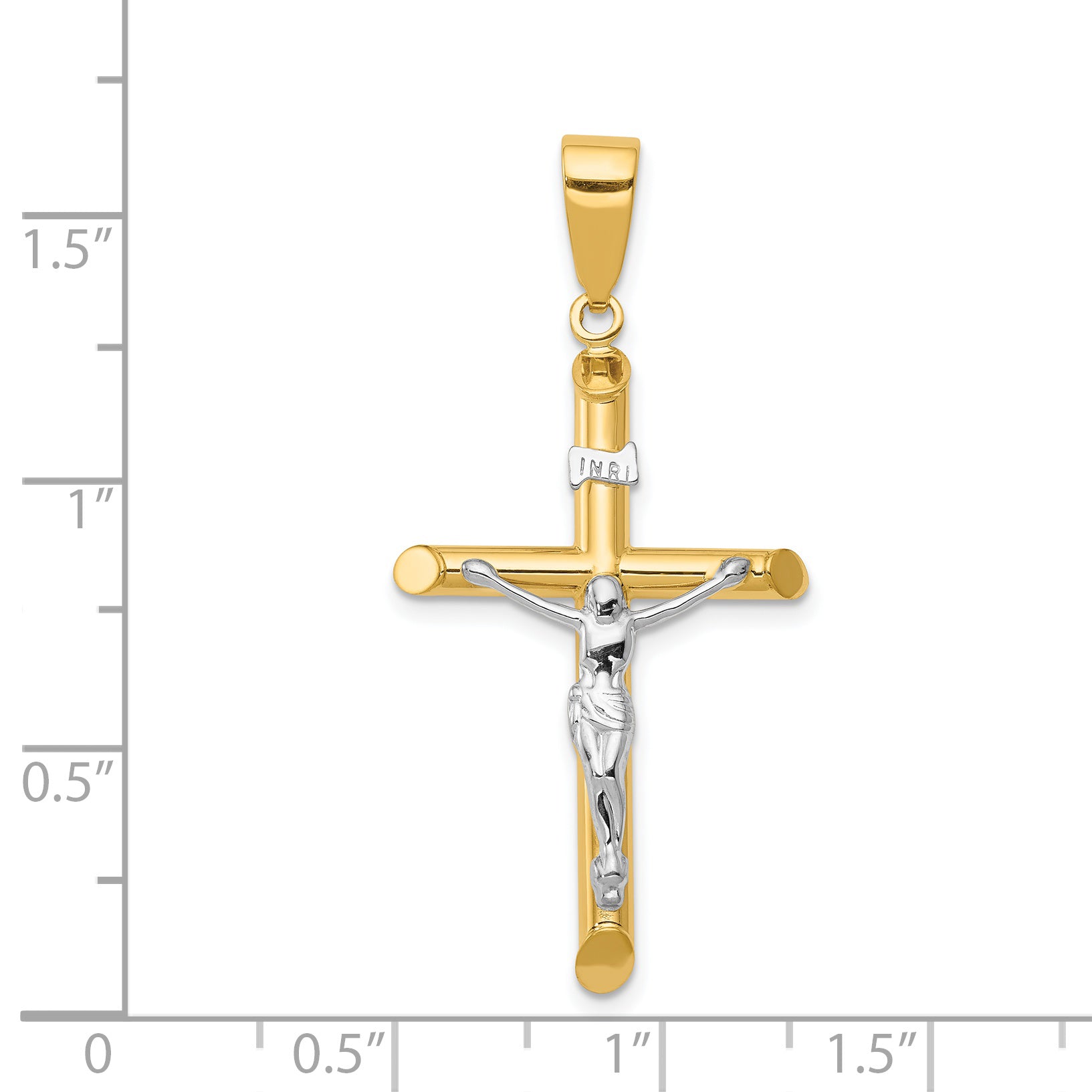 14k Two-tone Hollow Crucifix Pendant K4324