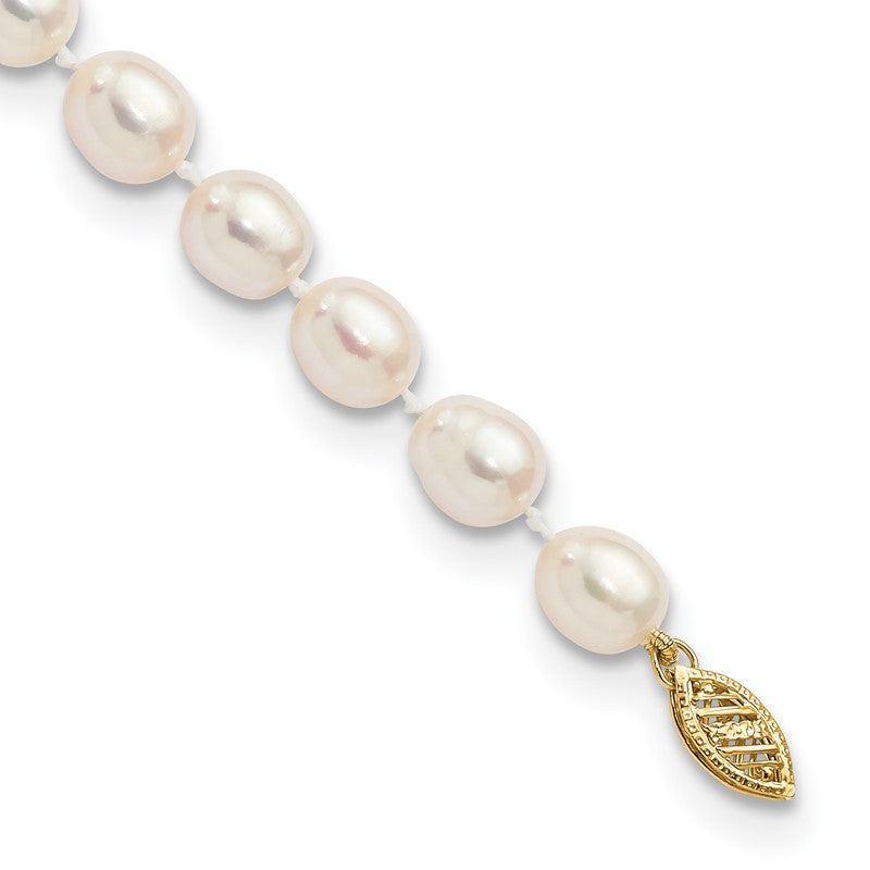 14k 7-8mm White Rice Freshwater Cultured Pearl 18 inch Necklace XF525