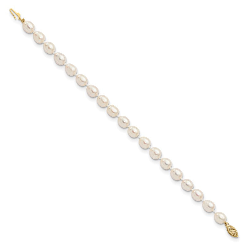 14k 7-8mm White Rice Freshwater Cultured Pearl 18 inch Necklace XF525