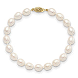 14k 7-8mm White Rice Freshwater Cultured Pearl 18 inch Necklace XF525