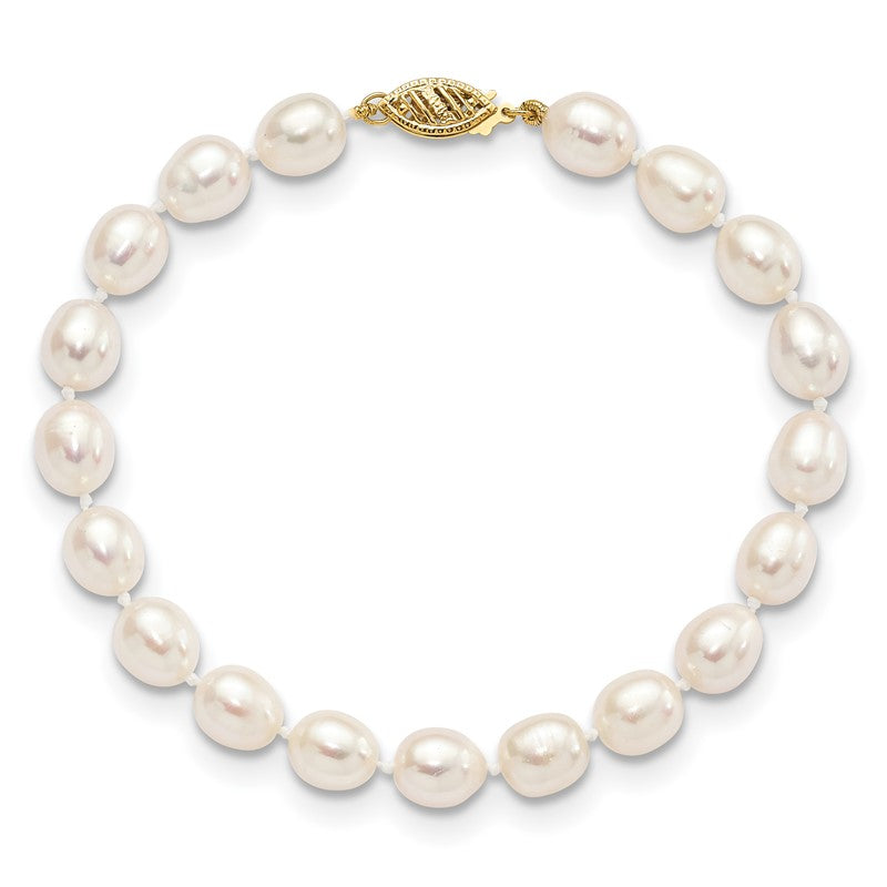 14k 7-8mm White Rice Freshwater Cultured Pearl 18 inch Necklace XF525