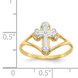 14k and White Rhodium Cross Ring K2054