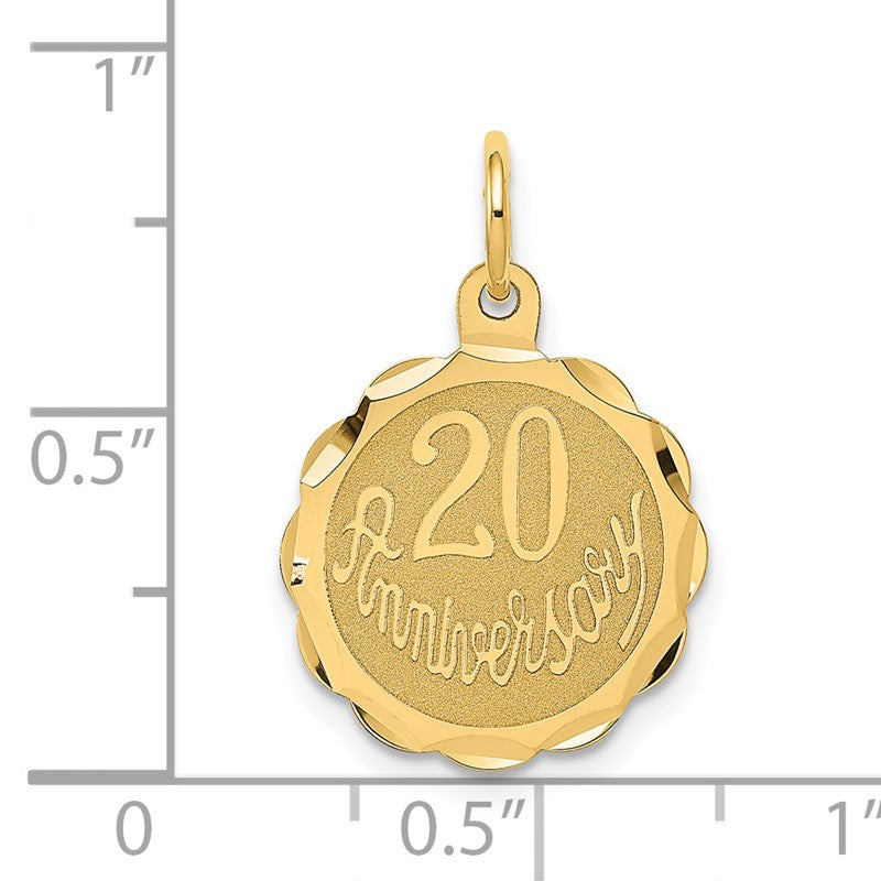14K 20 ANNIVERSARY 15mm Engravable Disc Charm XAC579