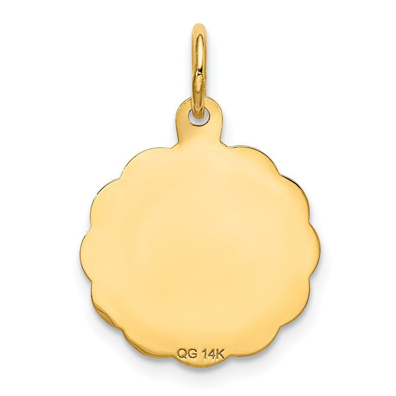 14K 20 ANNIVERSARY 15mm Engravable Disc Charm XAC579