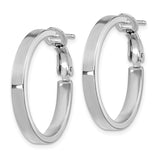 14k White Gold 3x25mm Polished Square Tube Omega Back Round Hoop Earrings PRE932W