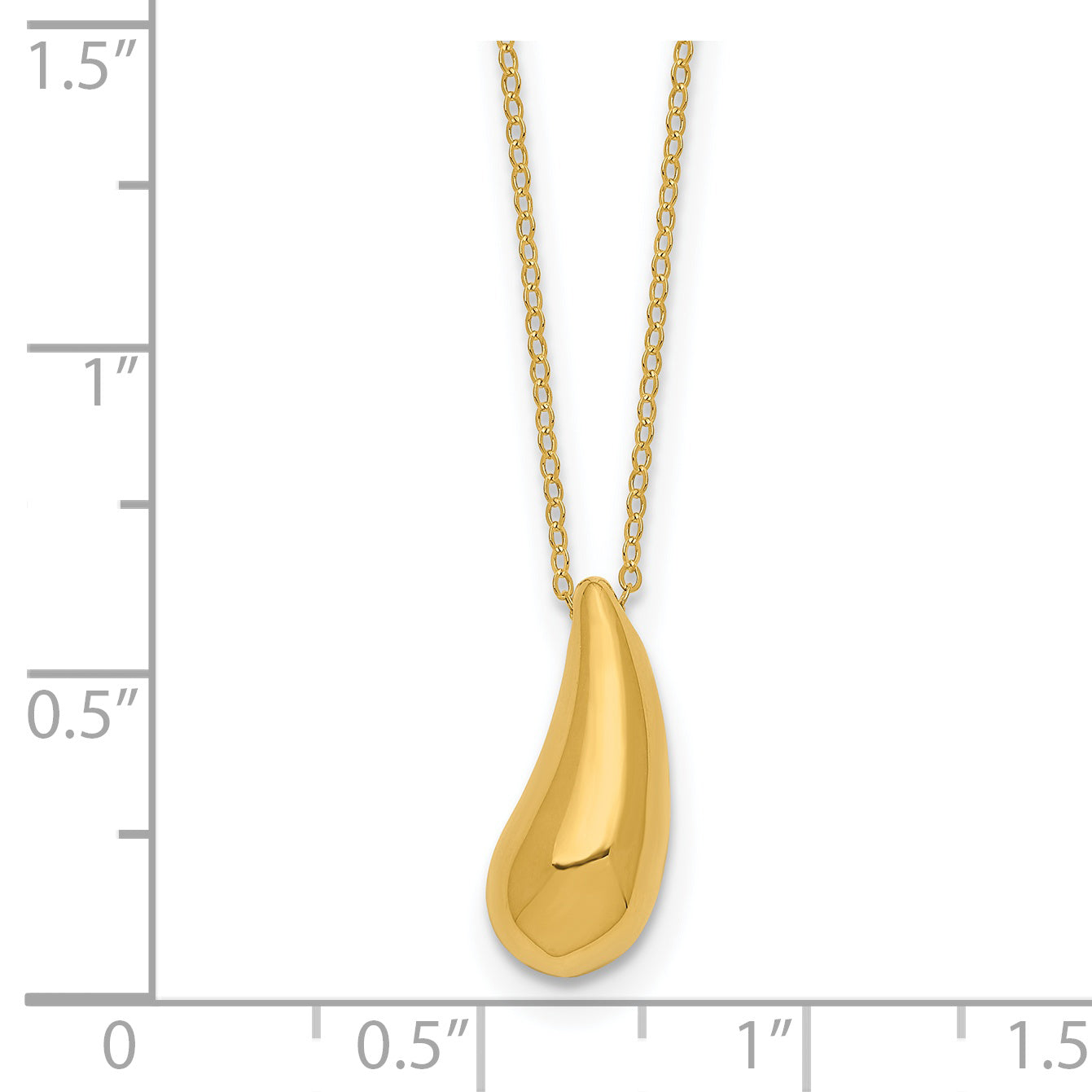 14k Polished Puffed Teardrop Pendant 18 inch Necklace SF2444