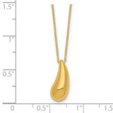 14k Polished Puffed Teardrop Pendant 18 inch Necklace SF2444