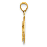 14K with Rose and White Rhodium Diamond-cut Corpus Circle Pendant K5623