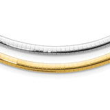 14k Two-tone 4mm Lightweight Reversible 16 inch Omega Necklace Plus 2 inch Heart Chain Extender ROML4