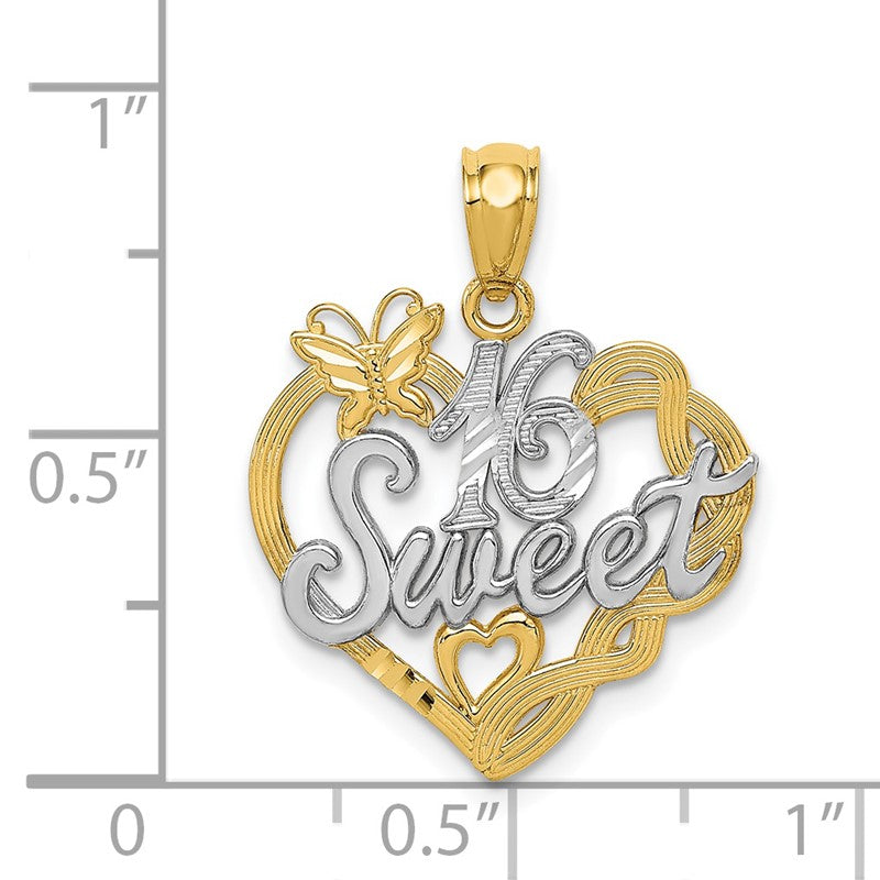 14k and White Rhodium SWEET 16 Pendant K2611