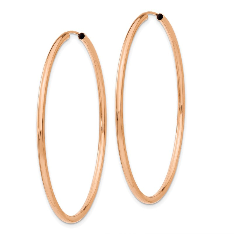 14k Rose Gold 2x50mm Polished Round Endless Hoop Earrings XY1255