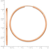 14k Rose Gold 2x50mm Polished Round Endless Hoop Earrings XY1255