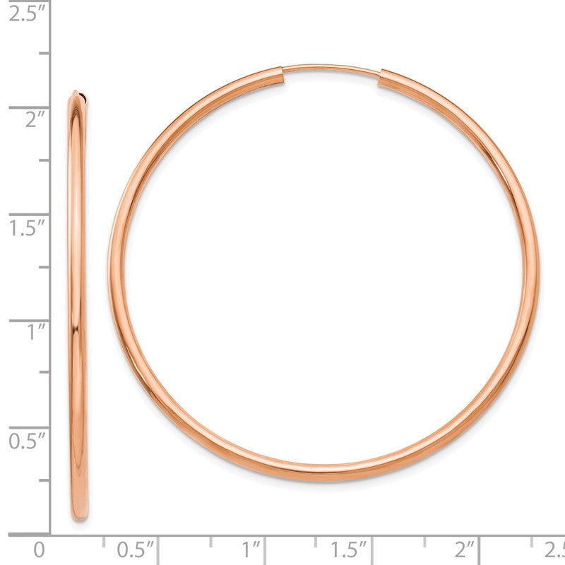 14k Rose Gold 2x50mm Polished Round Endless Hoop Earrings XY1255