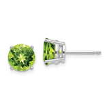 14k White Gold 7mm Round Peridot Post Earrings XE74WPE