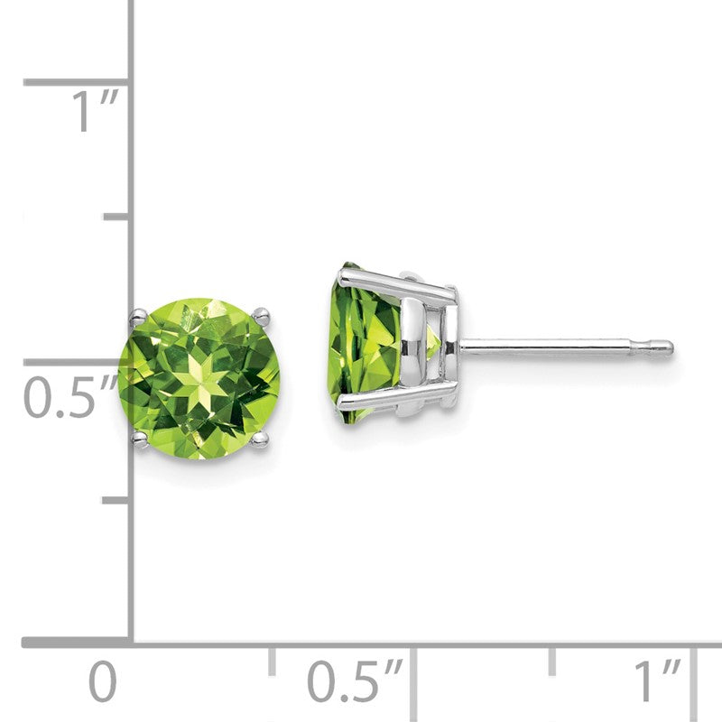 14k White Gold 7mm Round Peridot Post Earrings XE74WPE