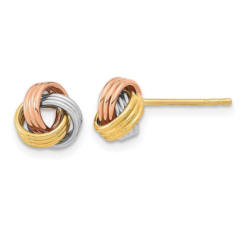 14k with Rose and White Rhodium 8.5mm Polished Love Knot Post Earrings TL1053