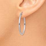 14k White Gold 2x30mm Polished Tube Hoop Earrings T826