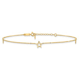 14K Open Star 3-Station 9 inch Plus 1 inch Extender - Total 10 inch Anklet ANK199