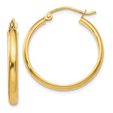 14k 2.75x25mm Round Tube Hoop Earrings TC140