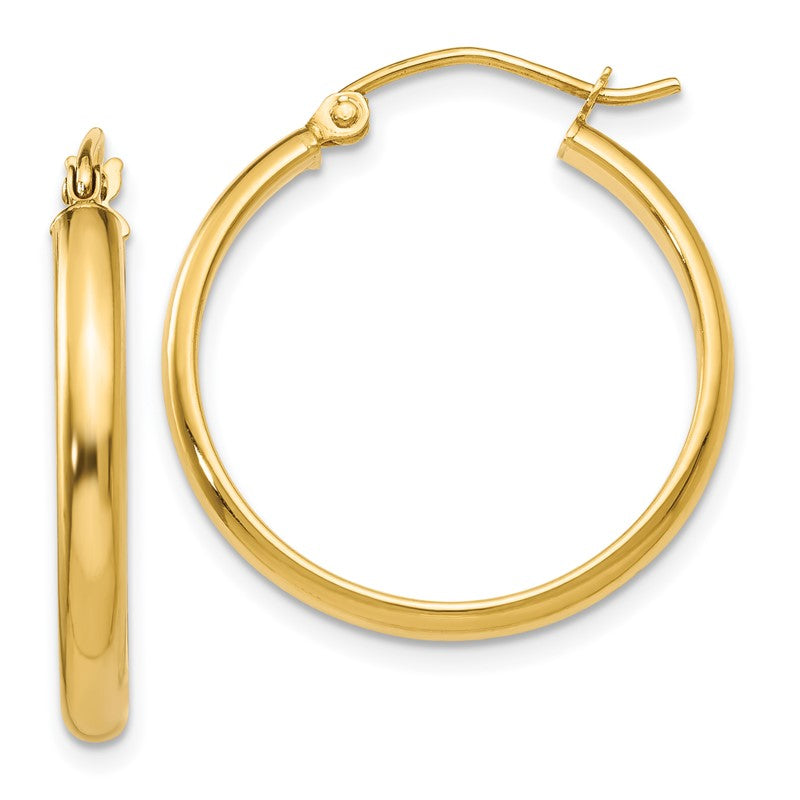 14k 2.75x25mm Round Tube Hoop Earrings TC140