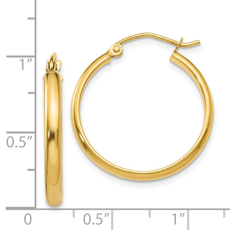 14k 2.75x25mm Round Tube Hoop Earrings TC140