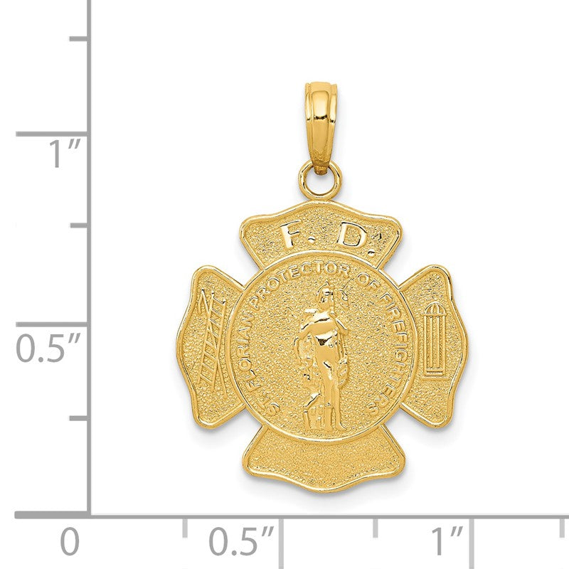 14k Fire Department FD St. Florian Badge Pendant K2842