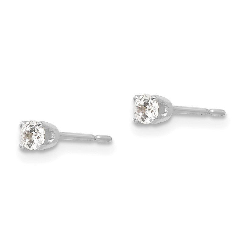 14k White Gold 2.75mm Round CZ Stud Earrings XD2WCZ