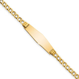 14k Polished Semi-Solid Chain/Solid Plate Cuban Link Soft Diamond Shape 25.5x7.5mm Plate 7 inch ID Bracelet DCID106C