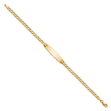 14k Polished Semi-Solid Chain/Solid Plate Cuban Link Soft Diamond Shape 25.5x7.5mm Plate 7 inch ID Bracelet DCID106C