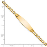 14k Polished Semi-Solid Chain/Solid Plate Cuban Link Soft Diamond Shape 25.5x7.5mm Plate 7 inch ID Bracelet DCID106C