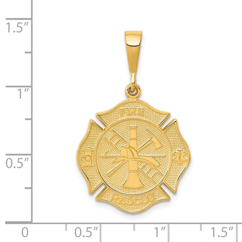 14k FIRE RESCUE Badge Pendant C1790