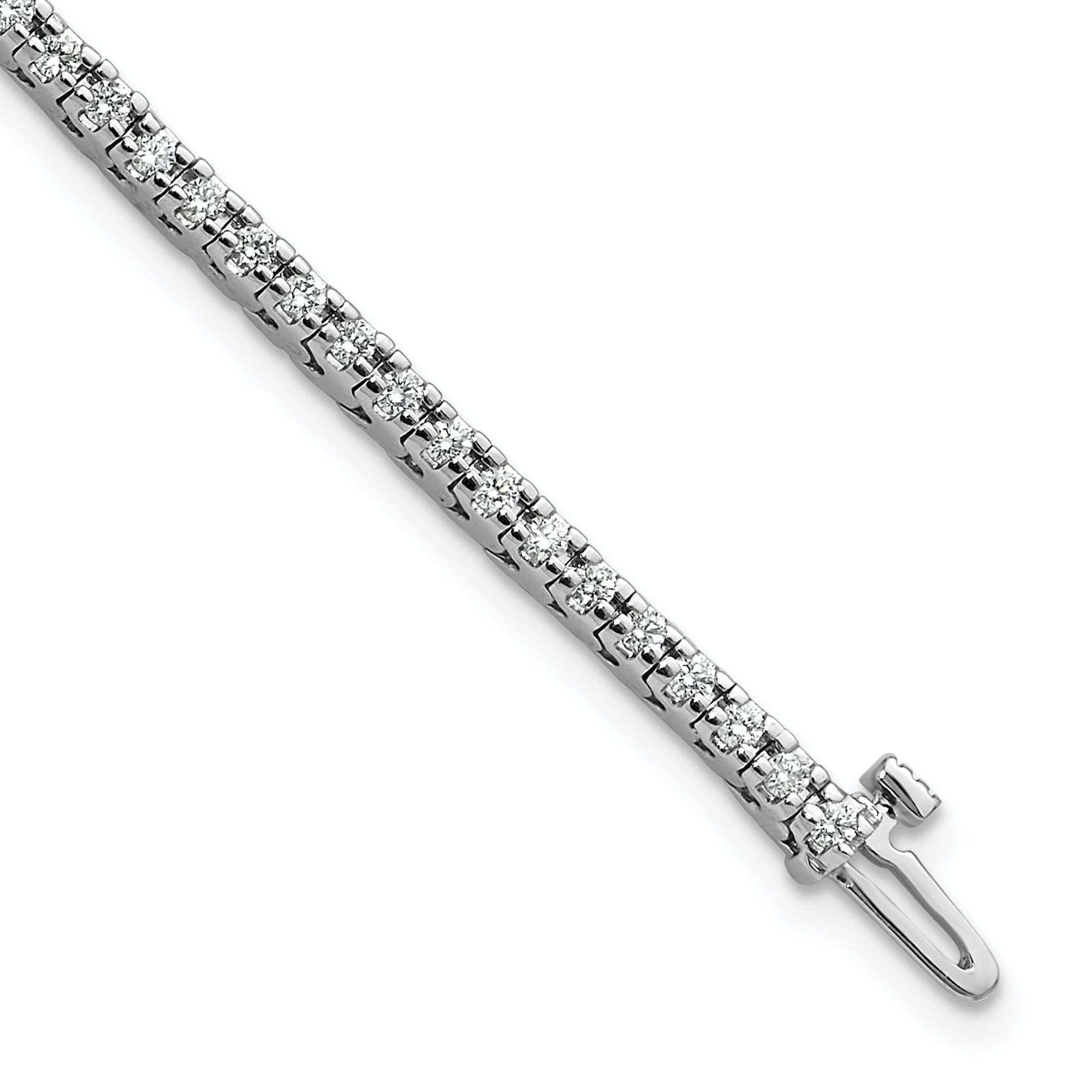 14k White Gold Complete 1.25 carat Round AAA Diamond 4-prong 7 inch Tennis Bracelet X729WAAA
