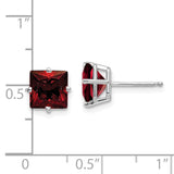 14k White Gold 7mm Princess-cut Garnet Post Earrings XE63WGA