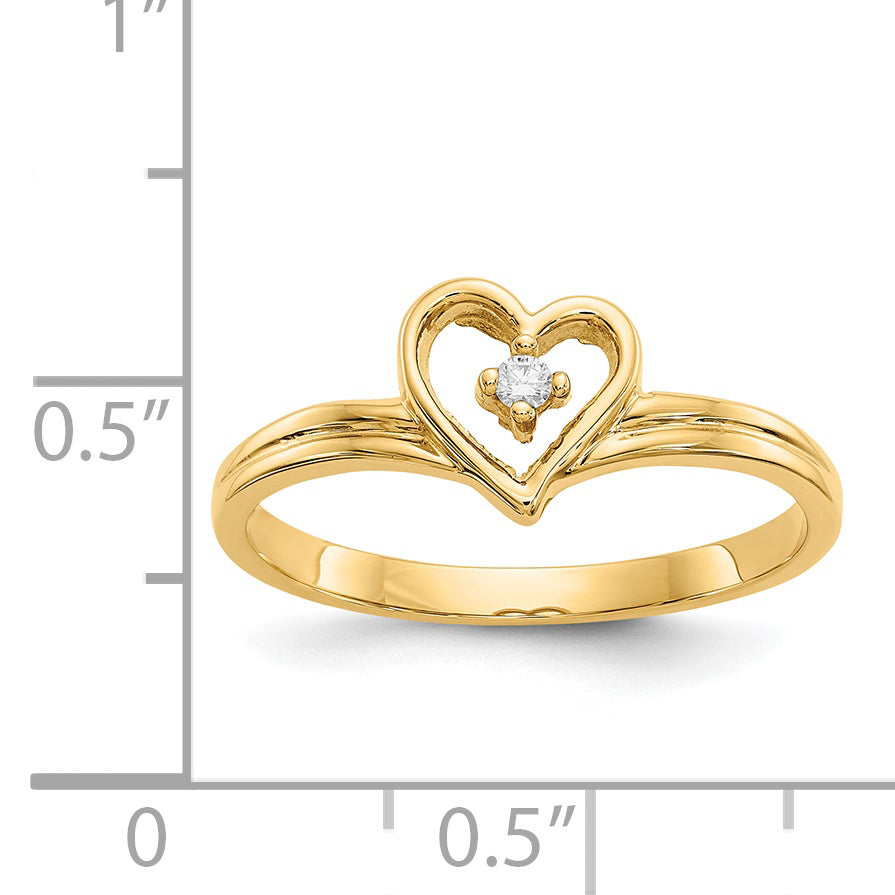 14k Polished AAA Diamond Heart Ring Y1780AAA