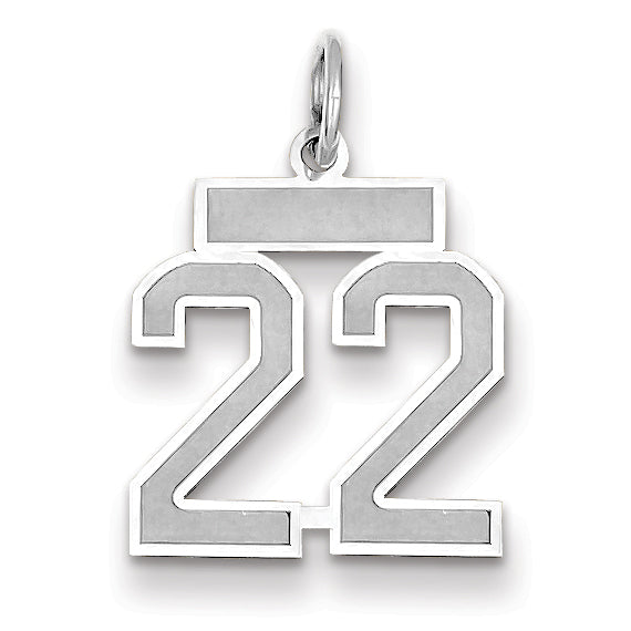 14kw Small Satin Number 22 Charm WSS22