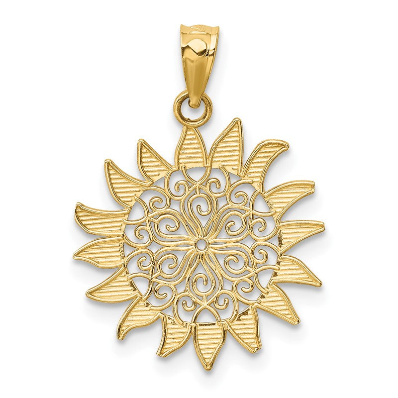 14k Polished Filigree Sun Pendant K4812