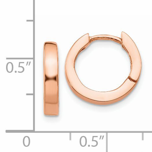 14k Rose Gold Round Hinged Hoop Earrings TF139