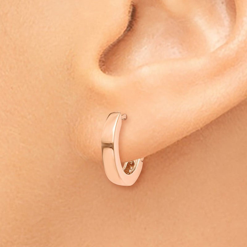 14k Rose Gold Round Hinged Hoop Earrings TF139