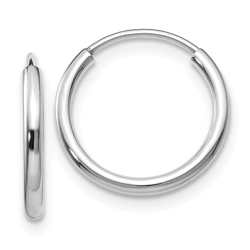 14k White Gold 1.5x15mm Polished Endless Tube Hoop Earrings XY1181