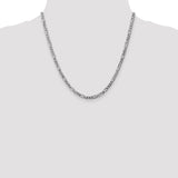 14K White Gold 26 inch 4mm Flat Figaro with Lobster Clasp Chain WFIG100