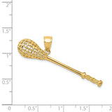 14K Solid Polished 3-D Lacrosse Stick Pendant C2629