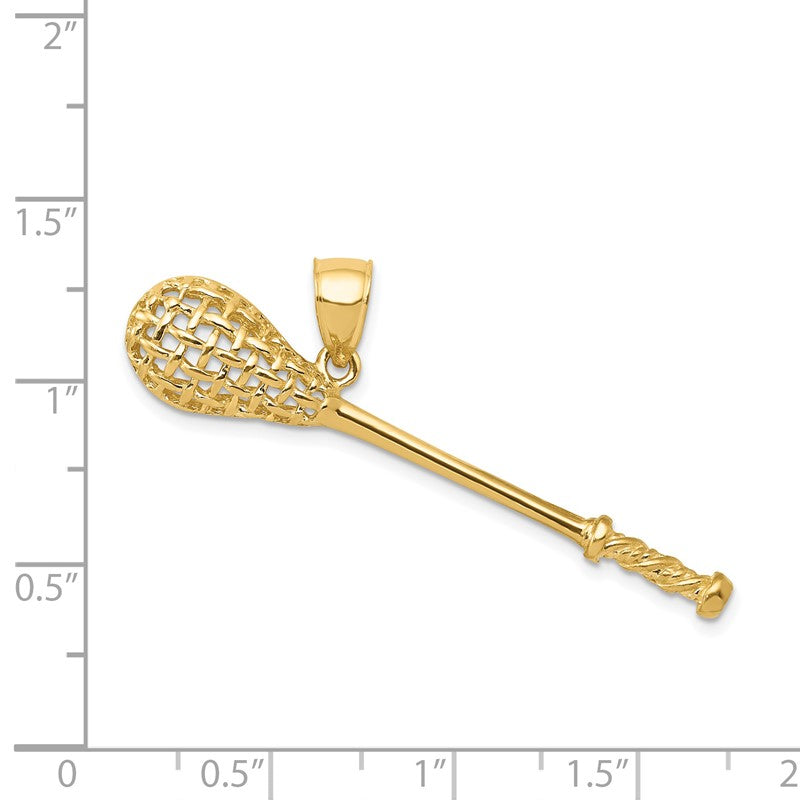 14K Solid Polished 3-D Lacrosse Stick Pendant C2629