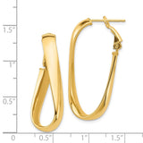 14k High Polished 5mm Twisted Oval Omega Back Hoop Earrings PRE990