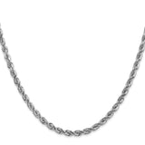 14K White Gold 26 inch 4mm Diamond-cut Rope with Lobster Clasp Chain 030W