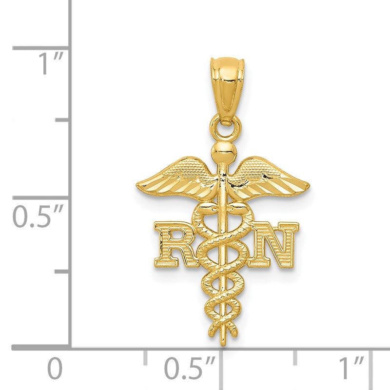 14k Diamond-cut Polished RN Registered Nurse Pendant K6119